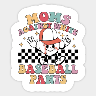 Moms Against White Baseball Pants Sticker